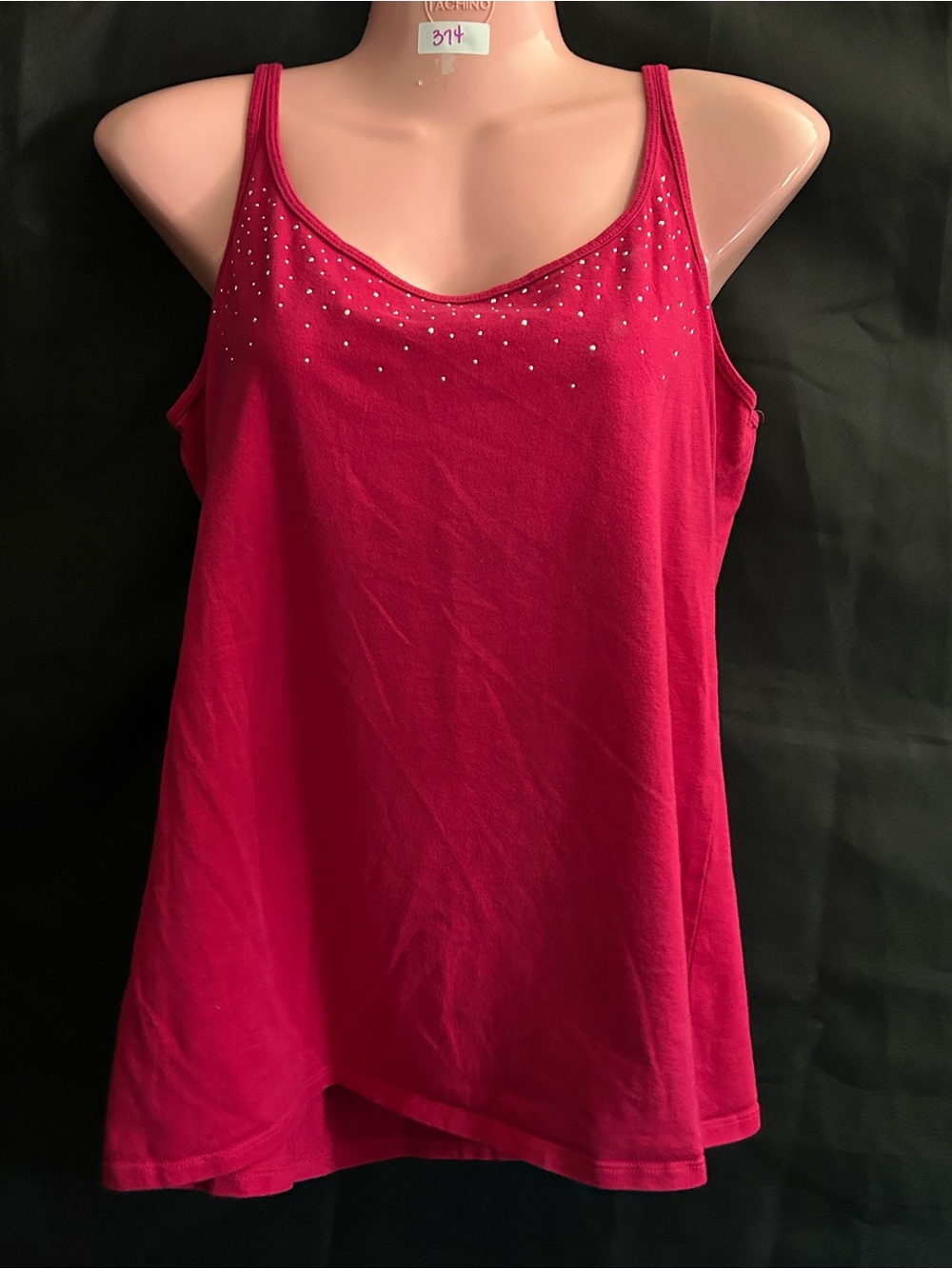 New York & CO Women’s Sleeveless Pink Tank Top with Stud Detail LG